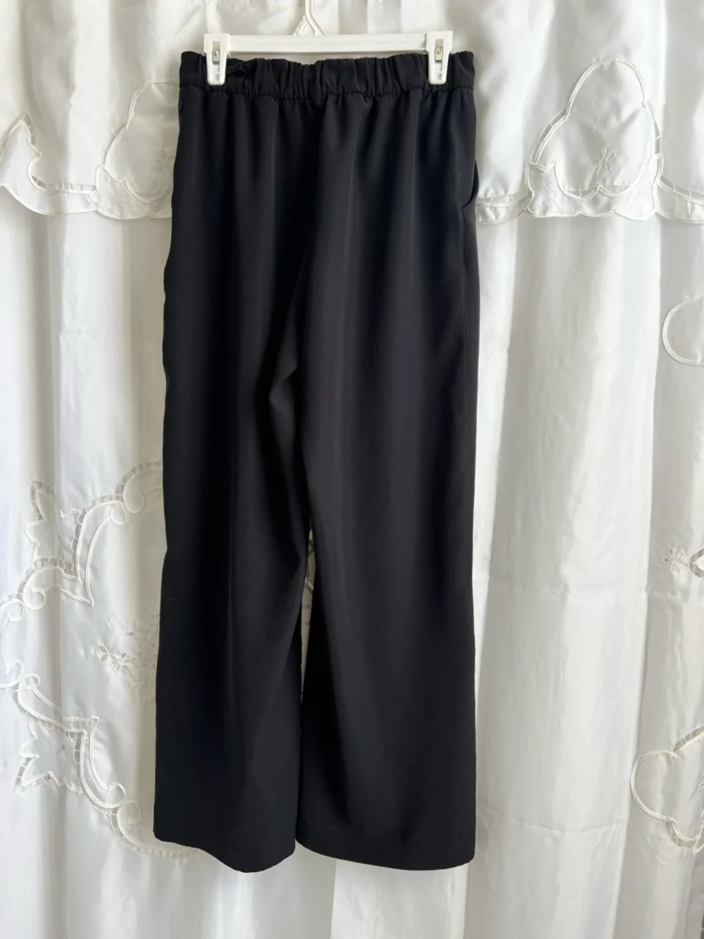 Lululemon Noir Woven Wide Leg Pants Black High Rise Office Career Size 8